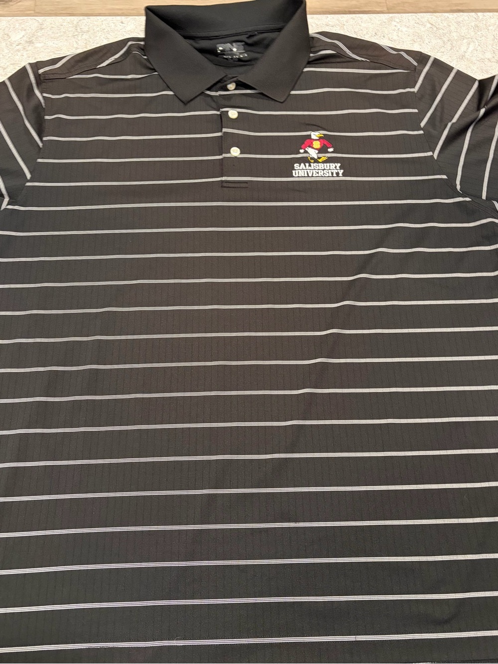 Salisbury University Seagulls Ping Black Striped Polo Shirt-XL